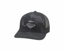 Simms - Trout Patch Trucker Hat - Hex Camo Carbon