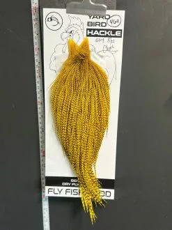 Flash Sale Hackle 464 - Yard Bird Cape - Grizzly Dyed Yellow (sizes 8-22)