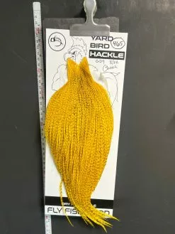 Flash Sale Hackle 465 - Yard Bird Cape - Grizzly Dyed Yellow (sizes 8-22)