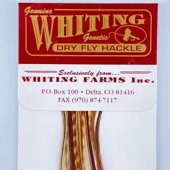 Whiting 100 Pack Dry Fly Hackle - Barred Dark Ginger - 18