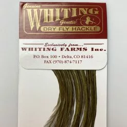 Whiting 100 Pack Dry Fly Hackle - Dark Olive - 20
