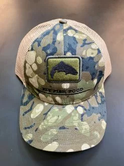 Simms - CBP Trout Icon Trucker - Riparian Camo - Fly Fish Food Logo