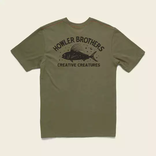 Howler Bros -Creative Creatures Roosterfish Pocket T-Shirt - Olive 3 Howler Bros -Creative Creatures Roosterfish Pocket T-Shirt - Olive