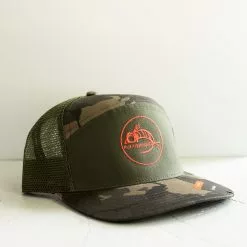 Simms 7-Panel Trucker - Fly Fish Food Logo - Olive
