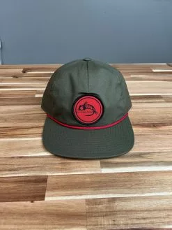 Fly Fish Food Logo Hat - Moss Green/Red Band